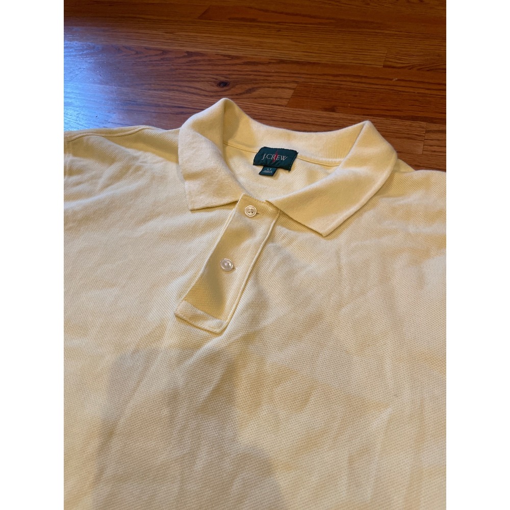J.Crew Oarsman Men's Polo Shirt Large Tall Yellow Short‎ Sleeve Pique Cotton